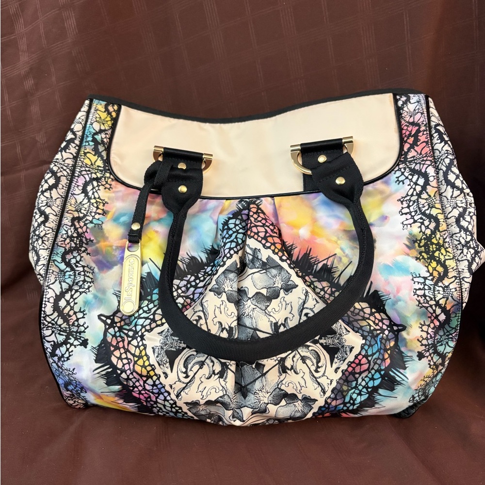 Lesportsac Multicolor Cream Trim Tote Bag